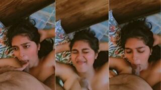 Lover fucks GF’s mouth and cums on her face in Hindi bf