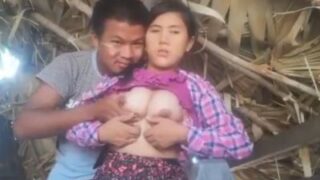 Man sucks boobs before fucking the milf in Nepali sex