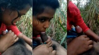 Village girl enjoys outdoor bangla sex by sucking a dick