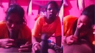 Village lady gives a desi blowjob to her horny Jija