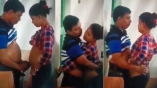 Working couple’s sex mms of fucking on the office balcony