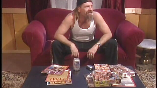 Brunette whore on her knees and gives guys hard cock a blowjob