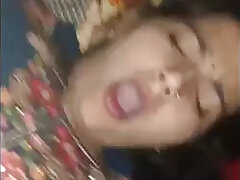 Indian cheating wife pounding her pussy hard while fucking her husbands big dildo and cock