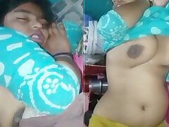 Sleeping desi girlfriends boobs pressing and recording by Boyfriend