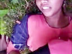 Village girl sucking and fucking in jungle caught