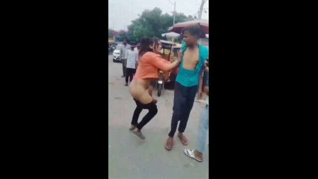 Cute Girl Showing Sexy Ass Pussy And Fighting Public Place