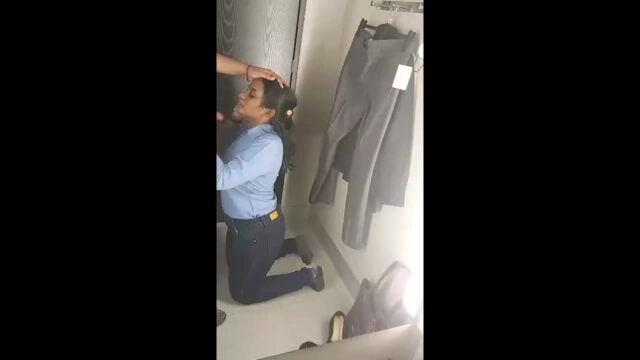 Horny girl mouth fucking by colleague at work