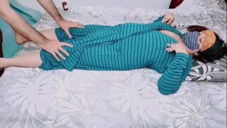 Full dick penetration while squeezing her melons hard and rough