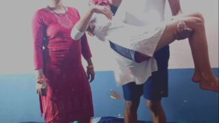 Aunty taught us how to fuck girlfriend