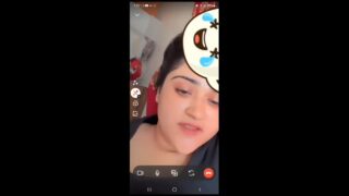 Snapchat queen disha pressing her big boobs in Snapchat call