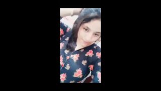 Chubby girl showing big tits before bath