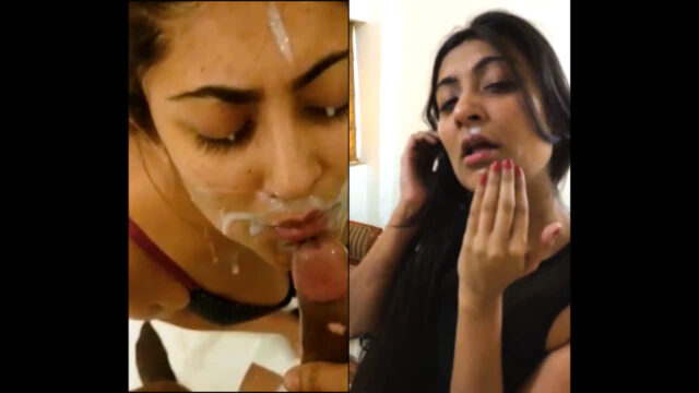 Desi milf bhabhi getting cum on mouth and sucking dick cum sex video
