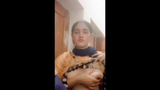 Beautiful Young Girlfriend Removing Bra Showing Big Boobs