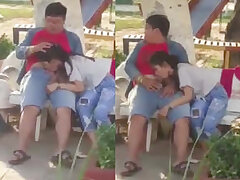 Hot college girl sucking big cock in park