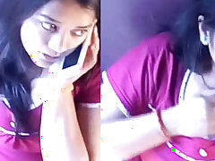 cute desi girl in train slight rub scratch on boob no nudity