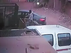 A quick fuck on the street, caught on surveillance cameras