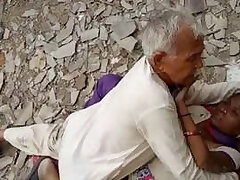 Old Man Outdoor With Randi Caught by desi Guy