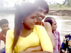 desi village boy group dance with local randi on boat