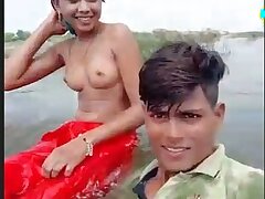 Desi village couple outdoor bath