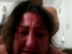 New Years Eve gets ugly, very rough BBC fuck turns submissive slutty fat girl into oiled face
