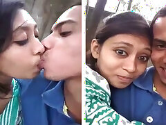Hot Desi Babe Kissing At Park