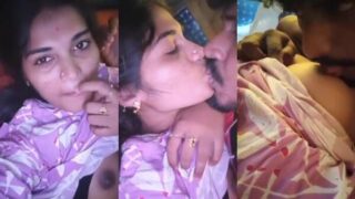 Kannada honeymoon wife kissed & boobs sucked in bus