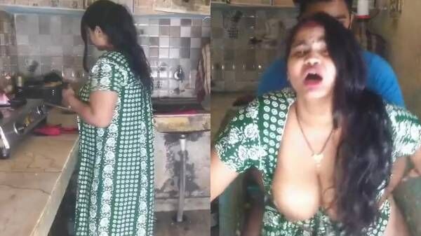Lazy Delhi husband seduces & bangs big boobs wife in kitchen