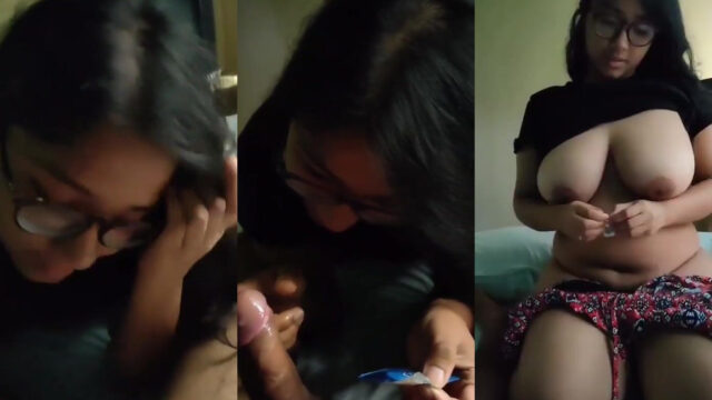 Desi bengali gf putting condom on cock and showing tanker boobs