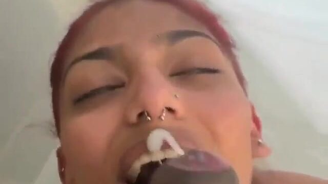 NRI malayali chick eating cum after fucking BBC