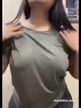 NRI chick shows her busty boobs in video call
