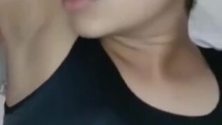 Girl in sports bra gets boobs pressing while being fucked