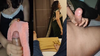 Mumbai saree aunty playing with young cock