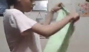 Nerdy college girl dress change naked viral video
