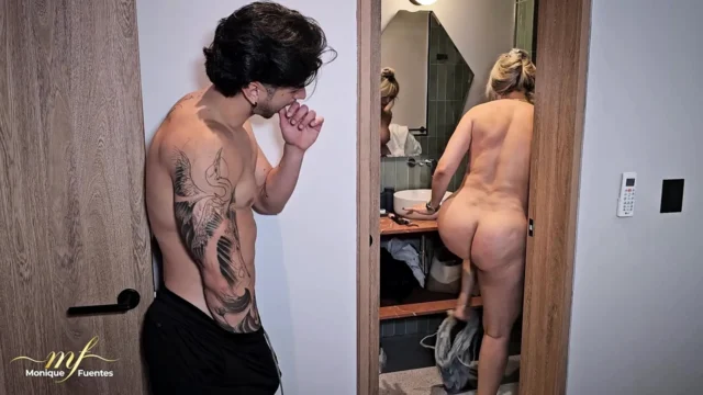 I arrive soaked from the rain but my stepson makes me even wetter with his cum – Monique Fuentes & Zack Whiter