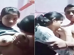Young lesbian sisters play sucking tits