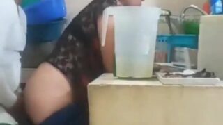 Indian milf aunty fucked by young nephew in the kitchen