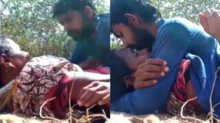 Horny Kannada village lovers risky fucking outdoors video