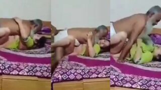 Lucky old Indian man fucking and enjoying hot bhabhi fully