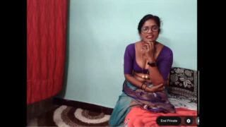 Telugu Chashmish Aunty Spit On Boobs And Fingering Show On Private Live