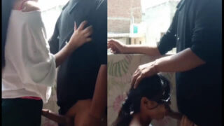 Desi Risky cock sucking at balcony